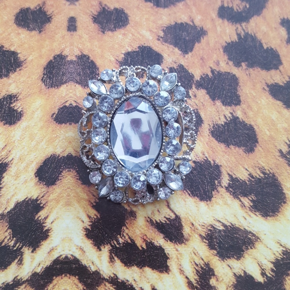 Silver Rhinestone Brooch - Picture 1 of 3